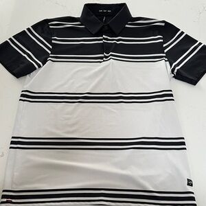 Sun Day Red Tiger Woods Men’s Black & White Striped Polo Shirt SDR Medium